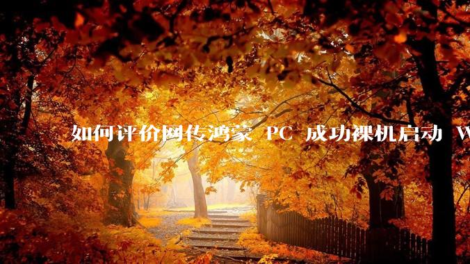 如何评价网传鸿蒙 PC 成功裸机启动 Windows ARM？